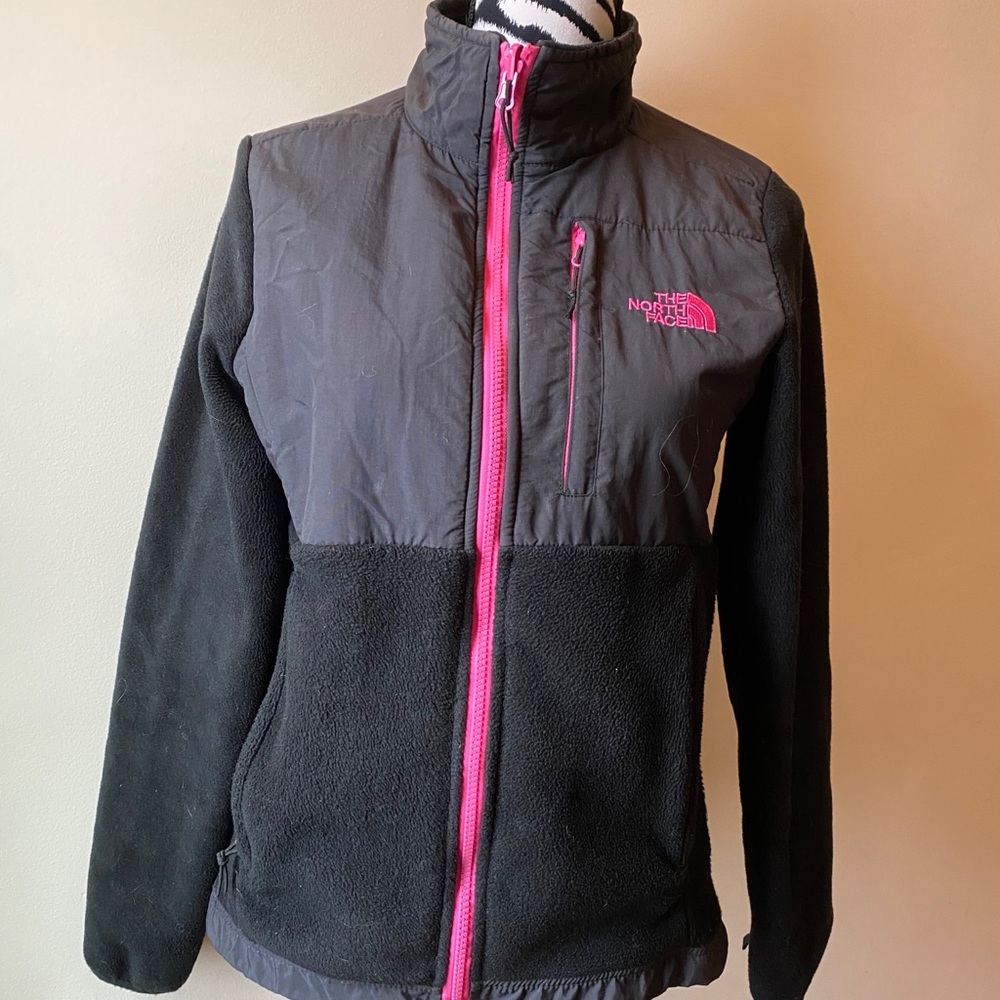 The North Face black Denali with hot pink size Small